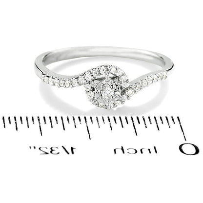 0.1 ct. Gesamtgewicht Diamant Bypass Freundschaftsring in 10K Weißgold