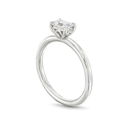 0,5 ct. Solitär-Ring mit Diamant im Smaragdschliff quer gefasst in 14K Weißgold (I/I2)