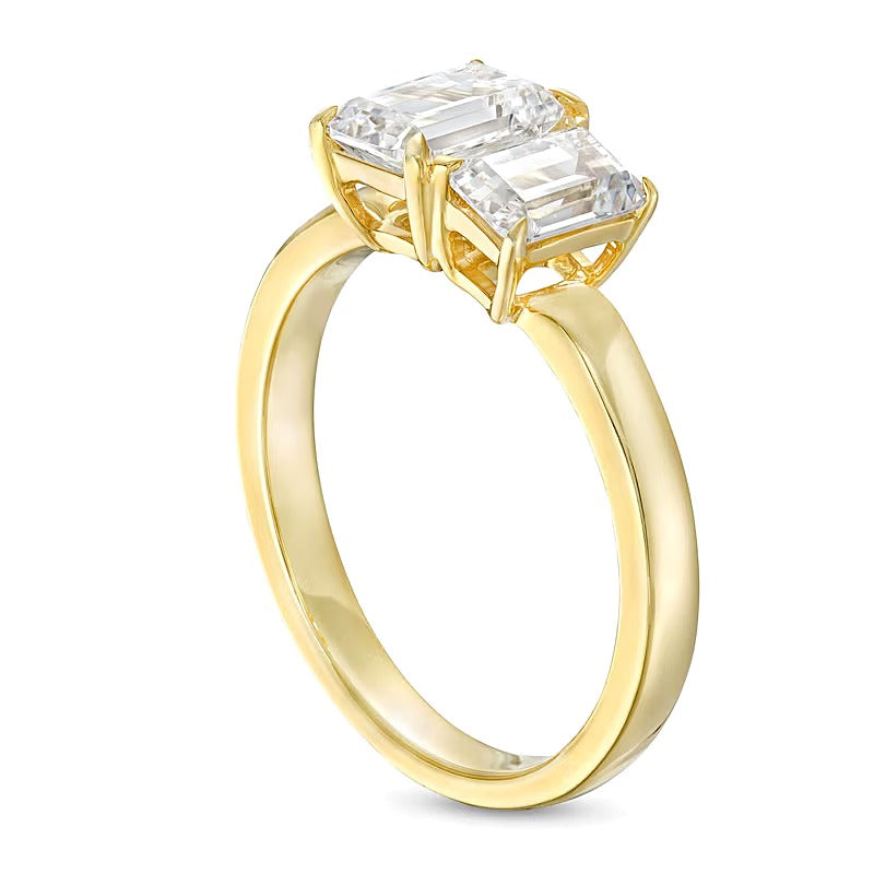 Verlobungsring Toi et Moi mit Diamanten im Smaragdschliff, 1.5 ct. Gesamtgewicht, in 14K Gelbgold