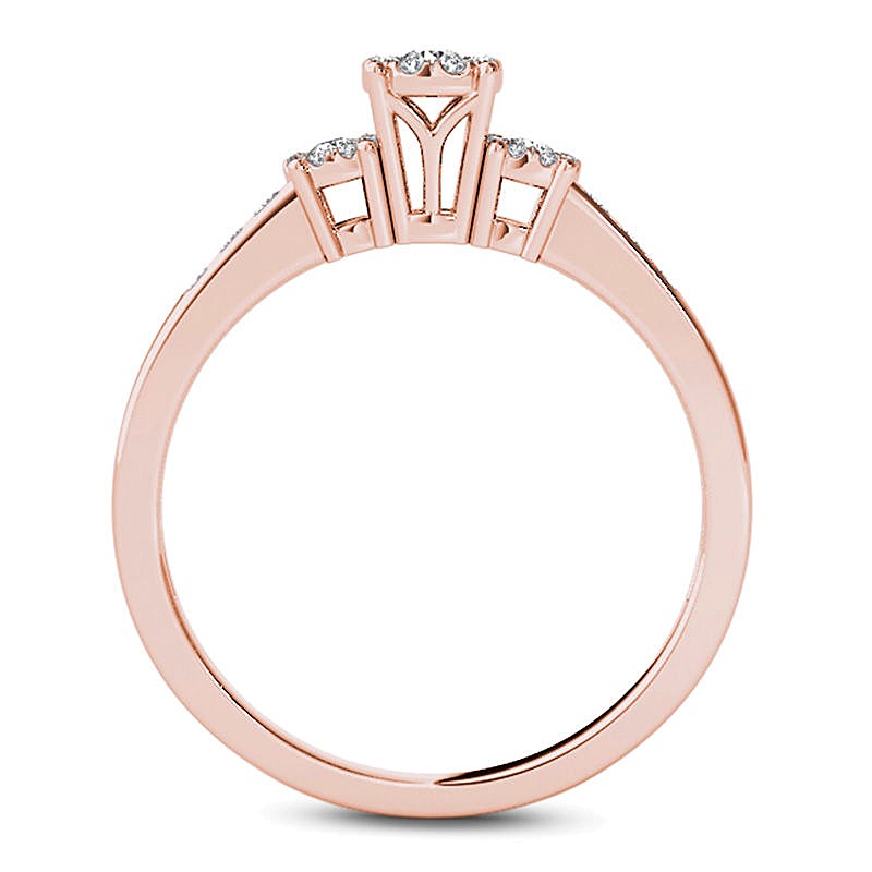0.33 ct. Gesamtgewicht Komposit-Diamant Dreistein-Verlobungsring in 10K Roségold