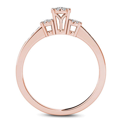 0.33 ct. Gesamtgewicht Komposit-Diamant Dreistein-Verlobungsring in 10K Roségold