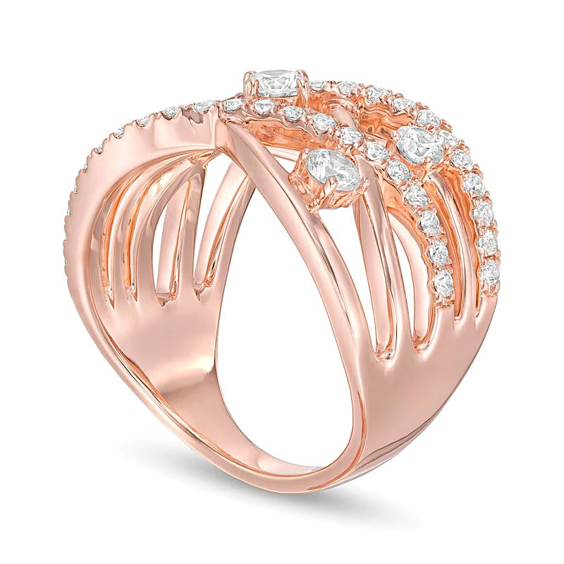 1.0 ct. Gesamtgewicht Diamant Orbit Crossover Ring in 10K Roségold