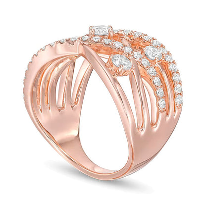 1.0 ct. Gesamtgewicht Diamant Orbit Crossover Ring in 10K Roségold