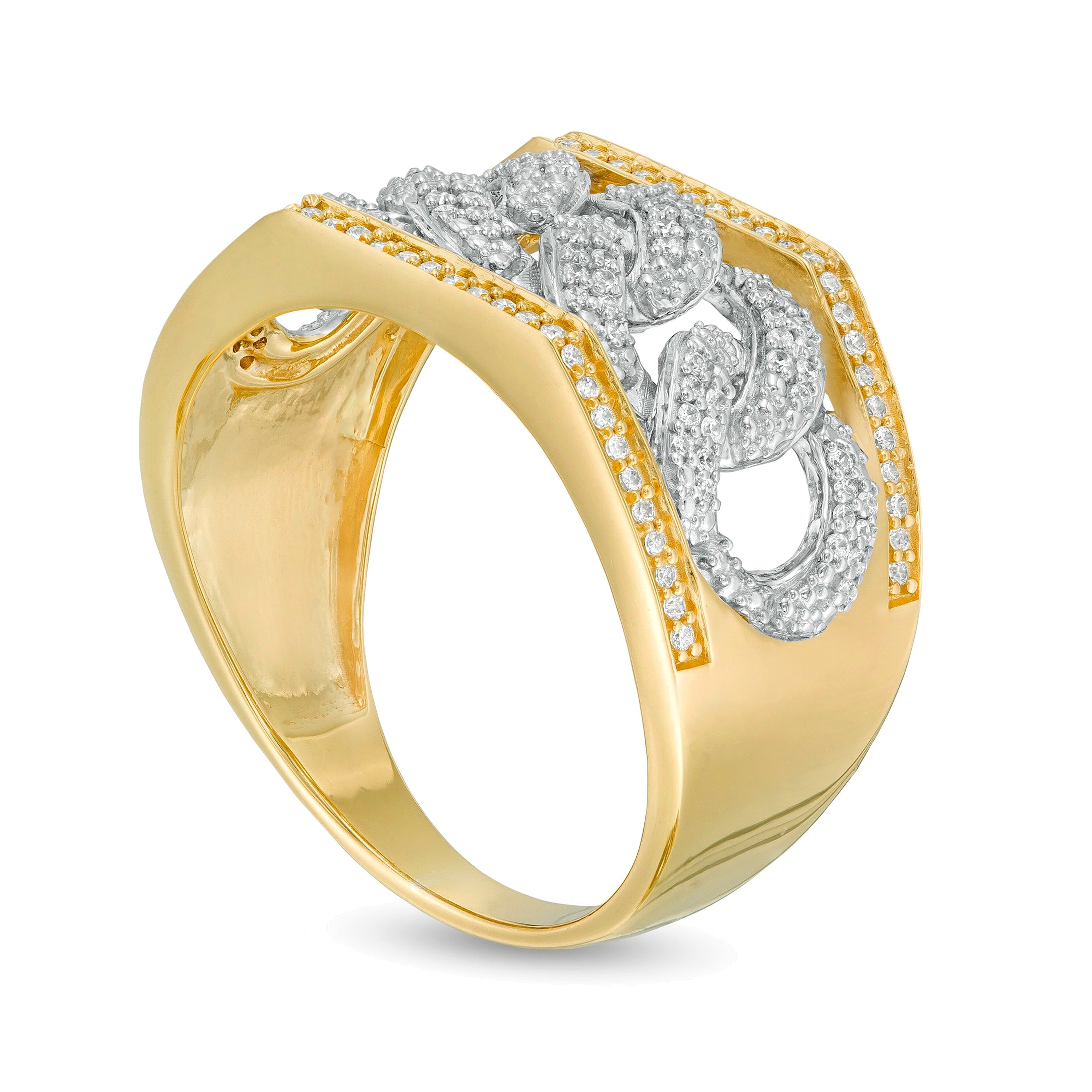 0.5 ct. Gesamtgewicht Diamant Fashion-Ring in Gliederkette-Optik aus 10K Gold Bicolor