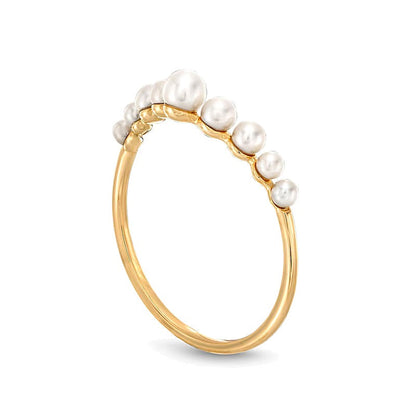Fashion-Ring mit abgestuften Zuchtperlen in 10K Gelbgold