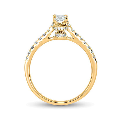1.0 CT. Gesamtgewicht Brautset mit ovalem Diamant in 14K Gelbgold (I/I2)