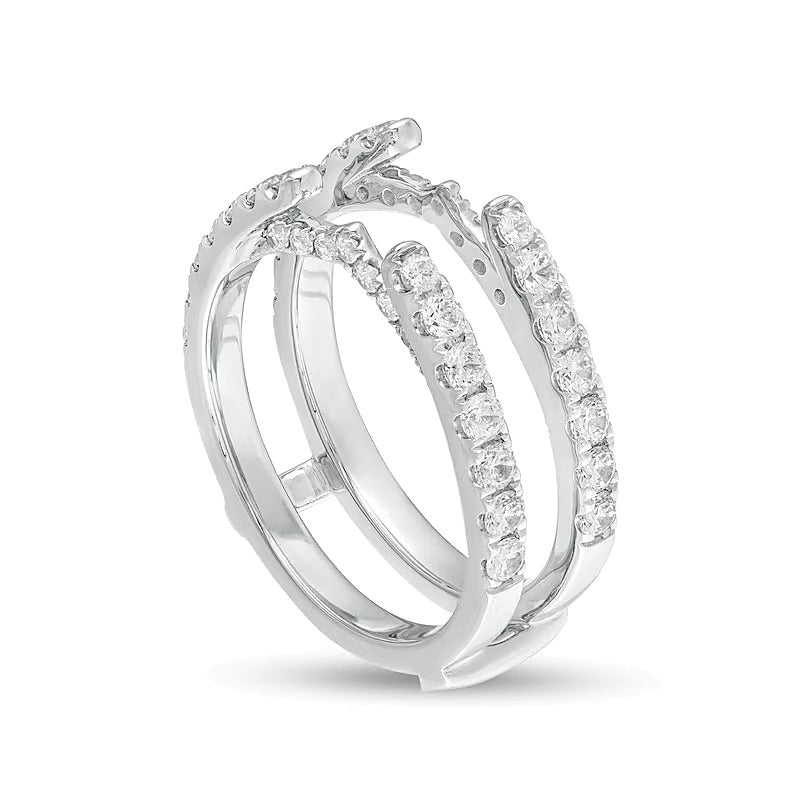 1.0 ct. Gesamtgewicht Diamant Cathedral Solitär-Enhancer Ring in 14K Weißgold