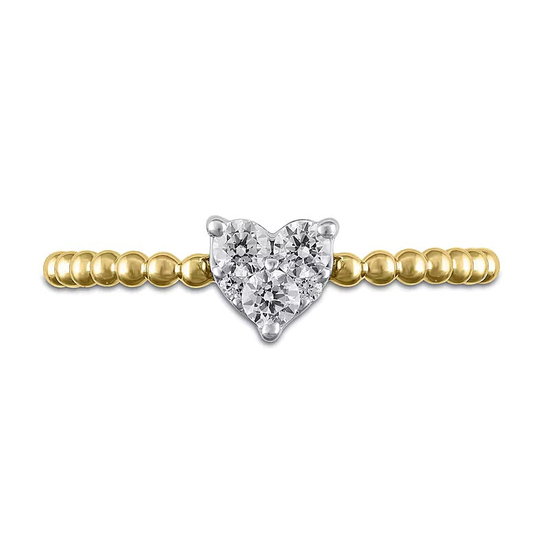 Herz-Ring mit Diamanten 0.25 ct. Gesamtgewicht in 10K Gelbgold