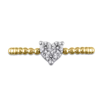 Herz-Ring mit Diamanten 0.25 ct. Gesamtgewicht in 10K Gelbgold