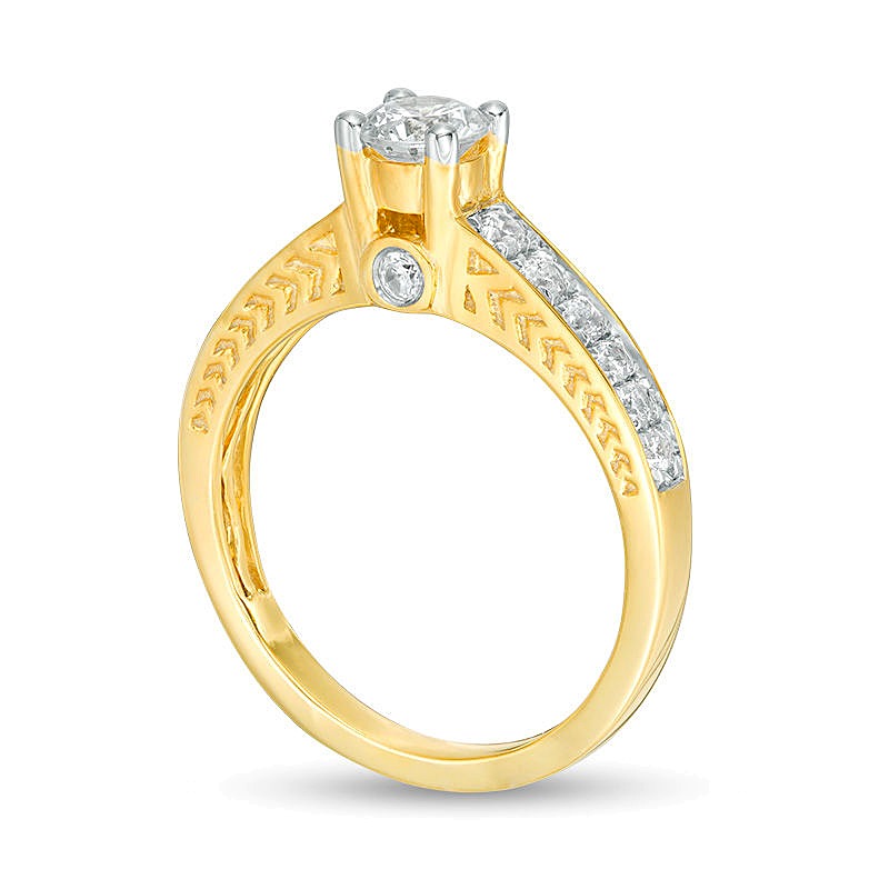 0.63 ct. Gesamtgewicht Diamant Art-Déco-Verlobungsring in 10K Gelbgold