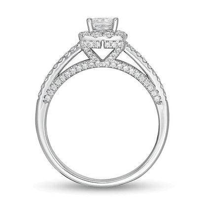 Halo-Verlobungsring mit weißen Diamanten in Princess- und Rundschliff aus 14K Weißgold