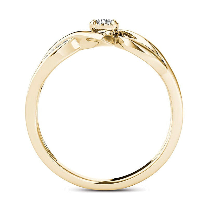 0.13 ct. Gesamtgewicht Diamant Crossover Bypass Freundschaftsring in 14K Gelbgold
