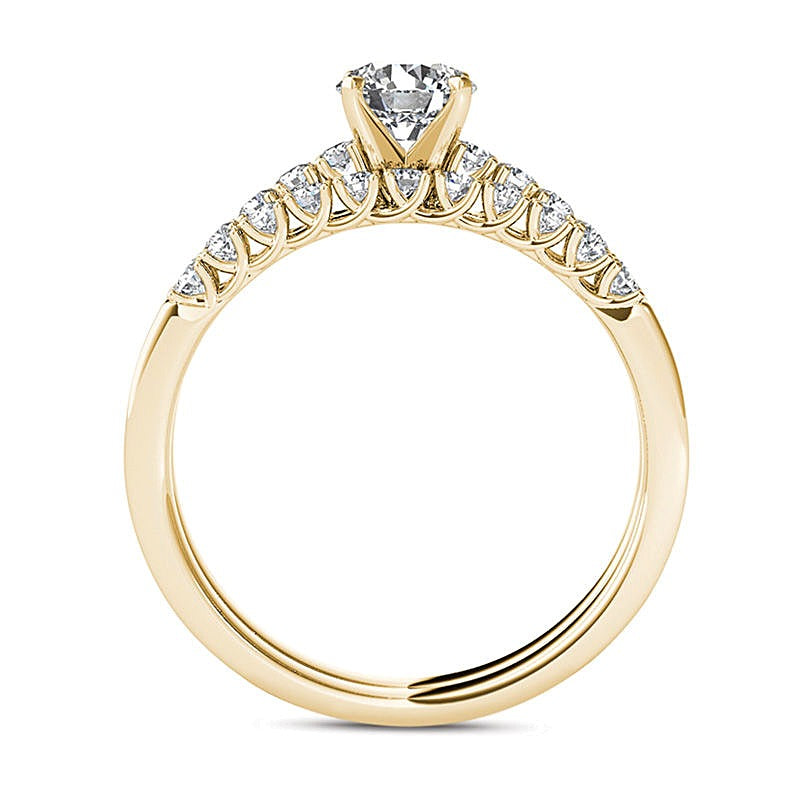 1.0 CT. Gesamtgewicht Diamant-Brautset in 14K Gelbgold