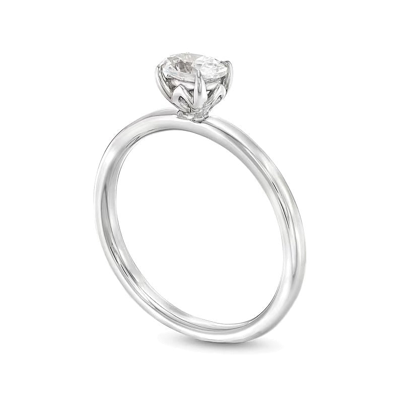 0.5 CT. Solitär-Ring mit ovalem Diamant quer gefasst in 14K Weißgold (I/I2)