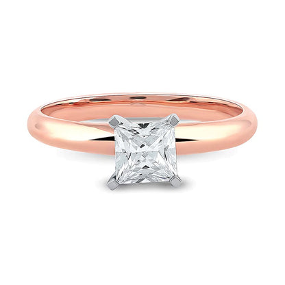 1.0 CT. Labordiamant-Solitär-Verlobungsring im Princess-Schliff in 14K Roségold (F/VS2)
