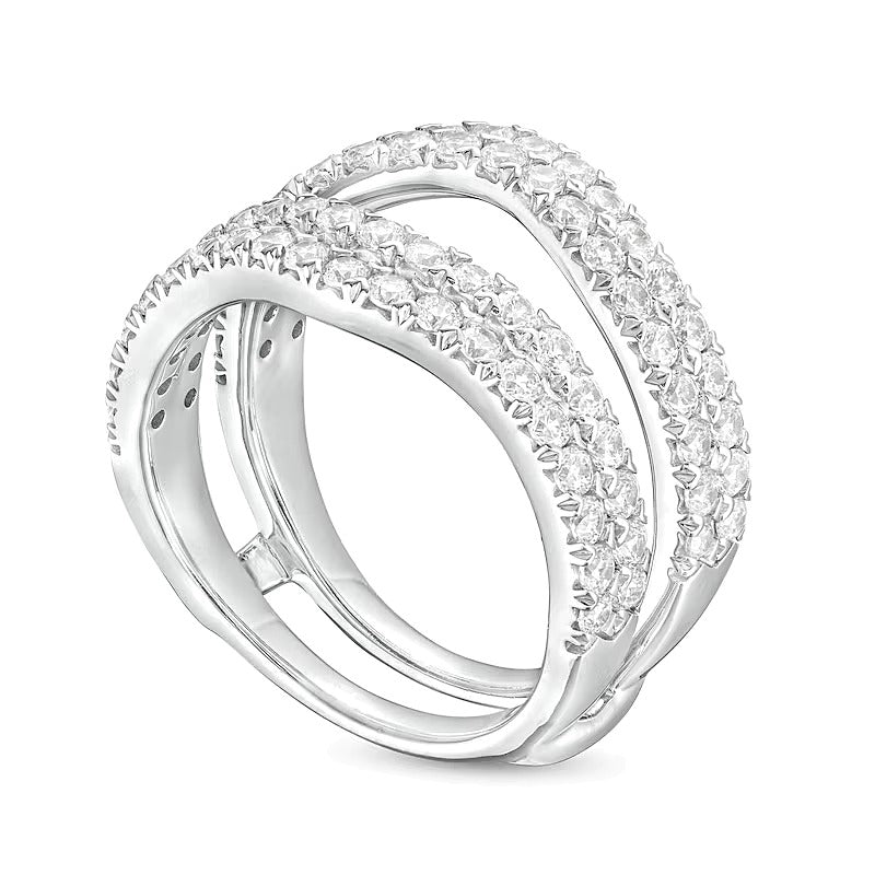 1.5 ct. Gesamtgewicht Labordiamant Solitär-Enhancer mit doppelter Reihe und Kontur in 14K Weißgold (F/VS2)