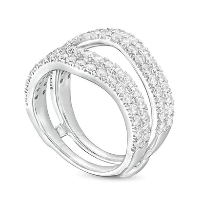 1.5 ct. Gesamtgewicht Labordiamant Solitär-Enhancer mit doppelter Reihe und Kontur in 14K Weißgold (F/VS2)
