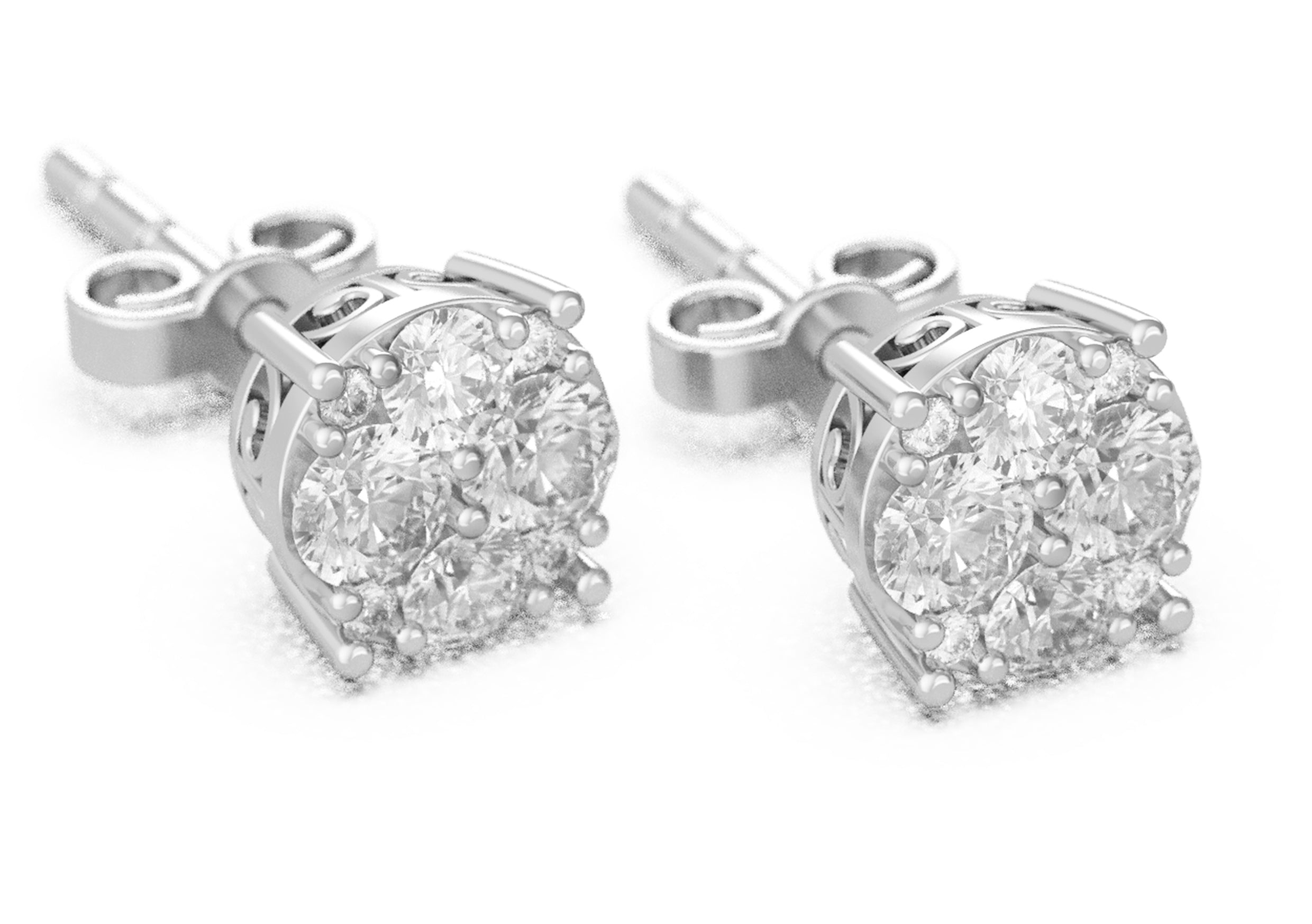1,0 ct. Diamant-Ohrstecker aus Sterlingsilber, rhodiniert