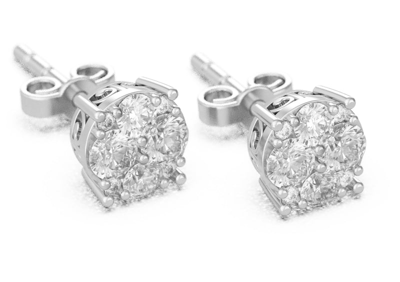1,0 ct. Diamant-Ohrstecker aus Sterlingsilber, rhodiniert