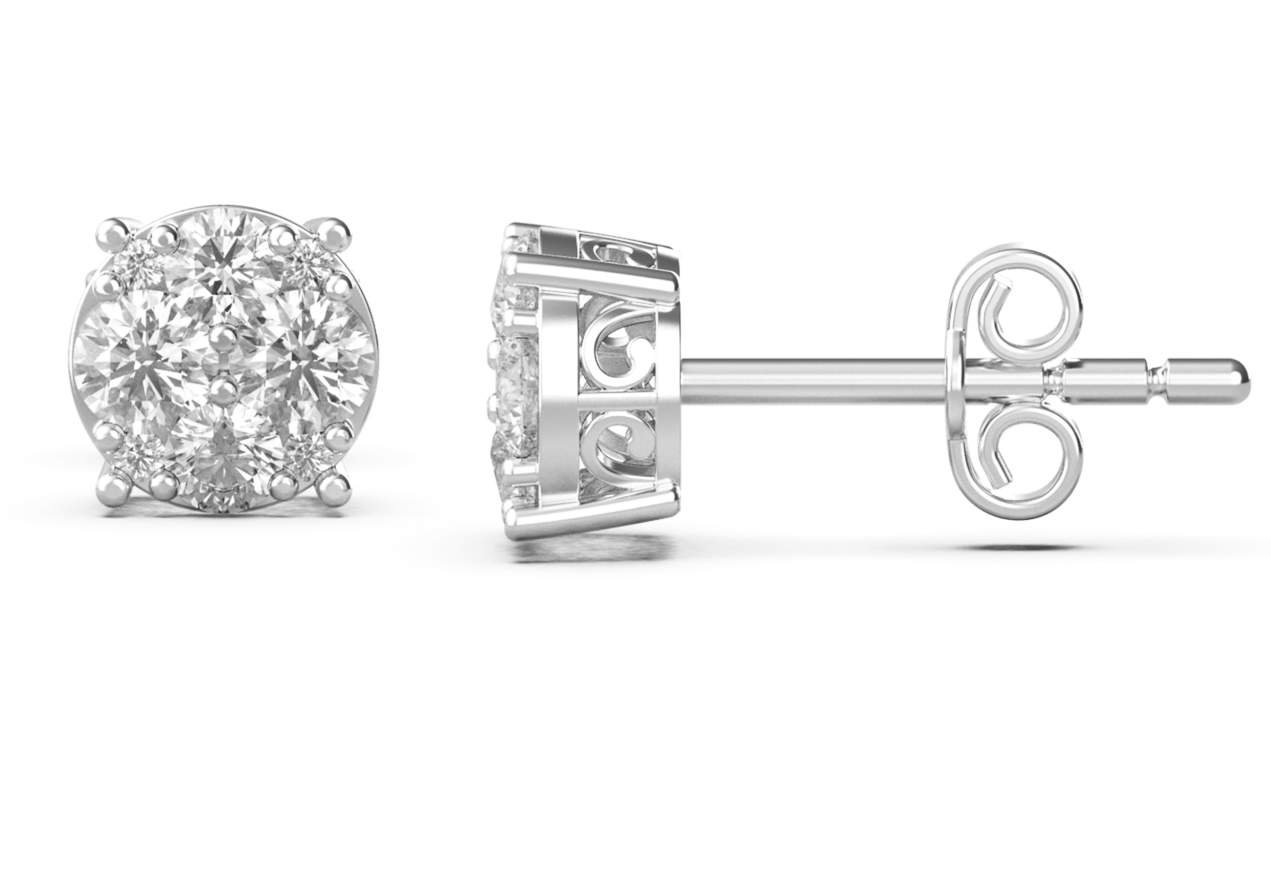 1,0 ct. Diamant-Ohrstecker aus Sterlingsilber, rhodiniert
