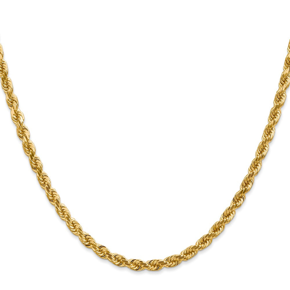 14K Gelbgold 4mm Diamantiert Kordel mit Karabinerverschluss Halskette