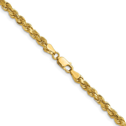 14K Gelbgold 4mm Diamantiert Kordel mit Karabinerverschluss Halskette