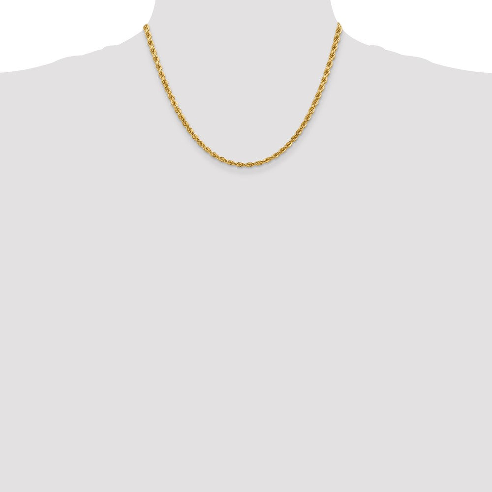 14K Gelbgold 4mm Diamantiert Kordel mit Karabinerverschluss Halskette