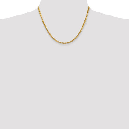 14K Gelbgold 4mm Diamantiert Kordel mit Karabinerverschluss Halskette