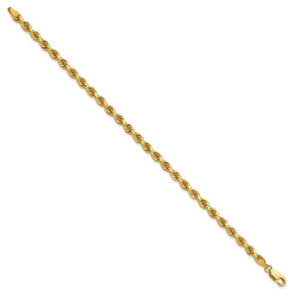 14K Gelbgold 4mm Diamantiert Kordel mit Karabinerverschluss Kette Fußkettchen