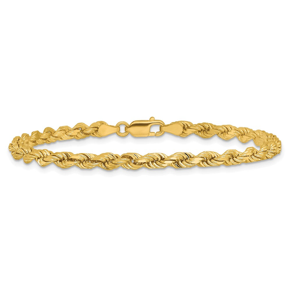 14K Gelbgold 4mm Diamantiert Kordel mit Karabinerverschluss Kette Fußkettchen