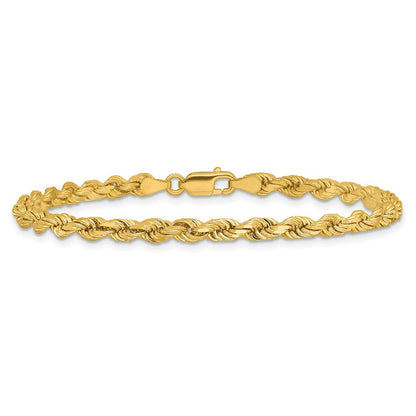 14K Gelbgold 4mm Diamantiert Kordel mit Karabinerverschluss Kette Fußkettchen