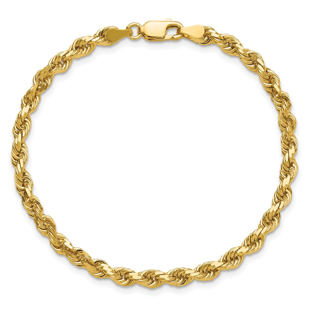 14K Gelbgold 4mm Diamantiert Kordel mit Karabinerverschluss Kette Fußkettchen