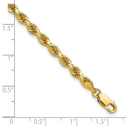 14K Gelbgold 4mm Diamantiert Kordel mit Karabinerverschluss Gliederarmband