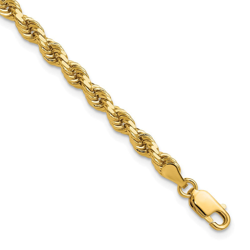14K Gelbgold 4mm Diamantiert Kordel mit Karabinerverschluss Gliederarmband