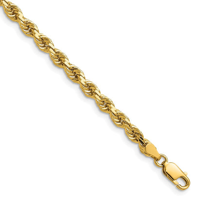 14K Gelbgold 4mm Diamantiert Kordel mit Karabinerverschluss Halskette