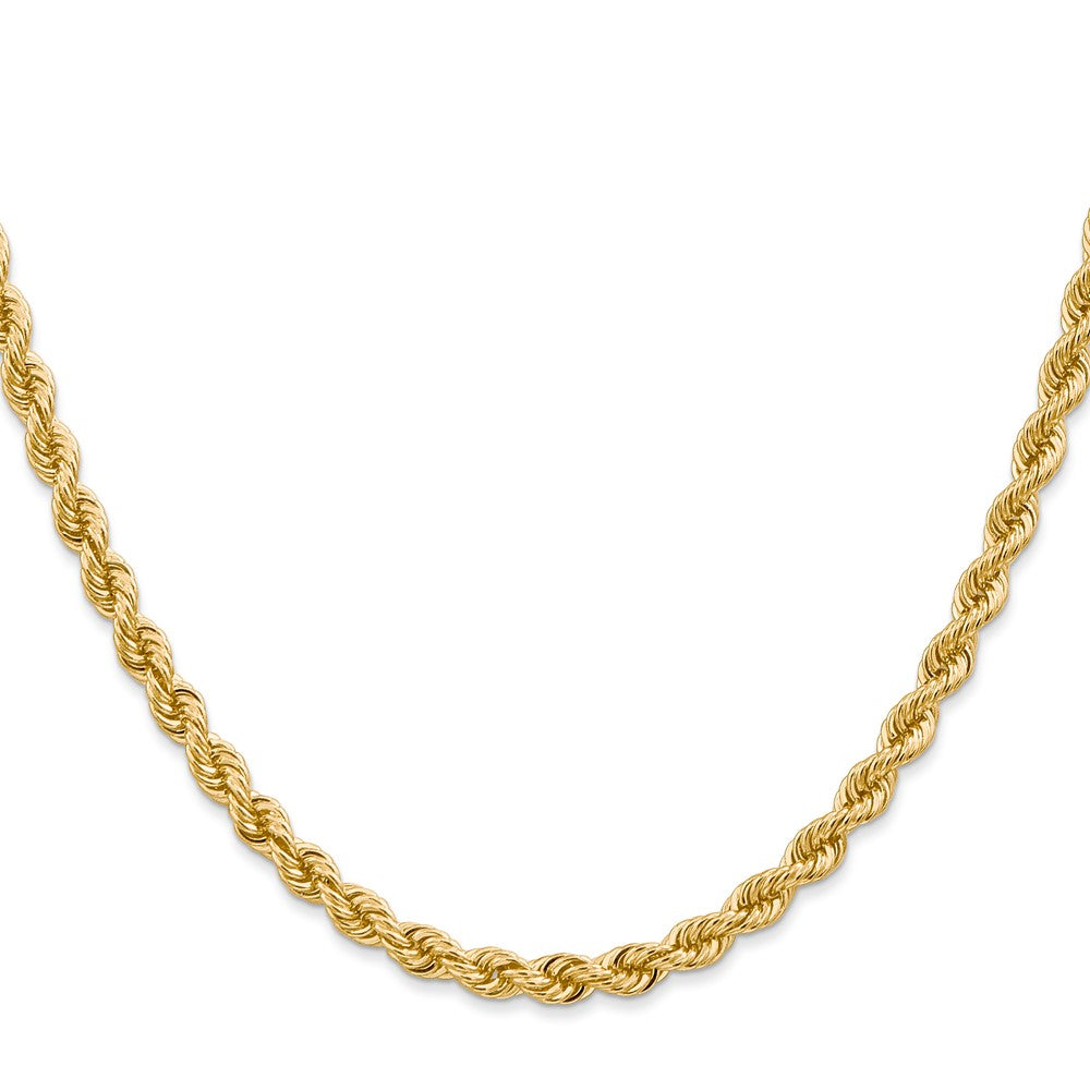 14K Gelbgold 4mm Normal Kordel mit Karabinerverschluss Halskette