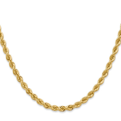 14K Gelbgold 4mm Normal Kordel mit Karabinerverschluss Halskette