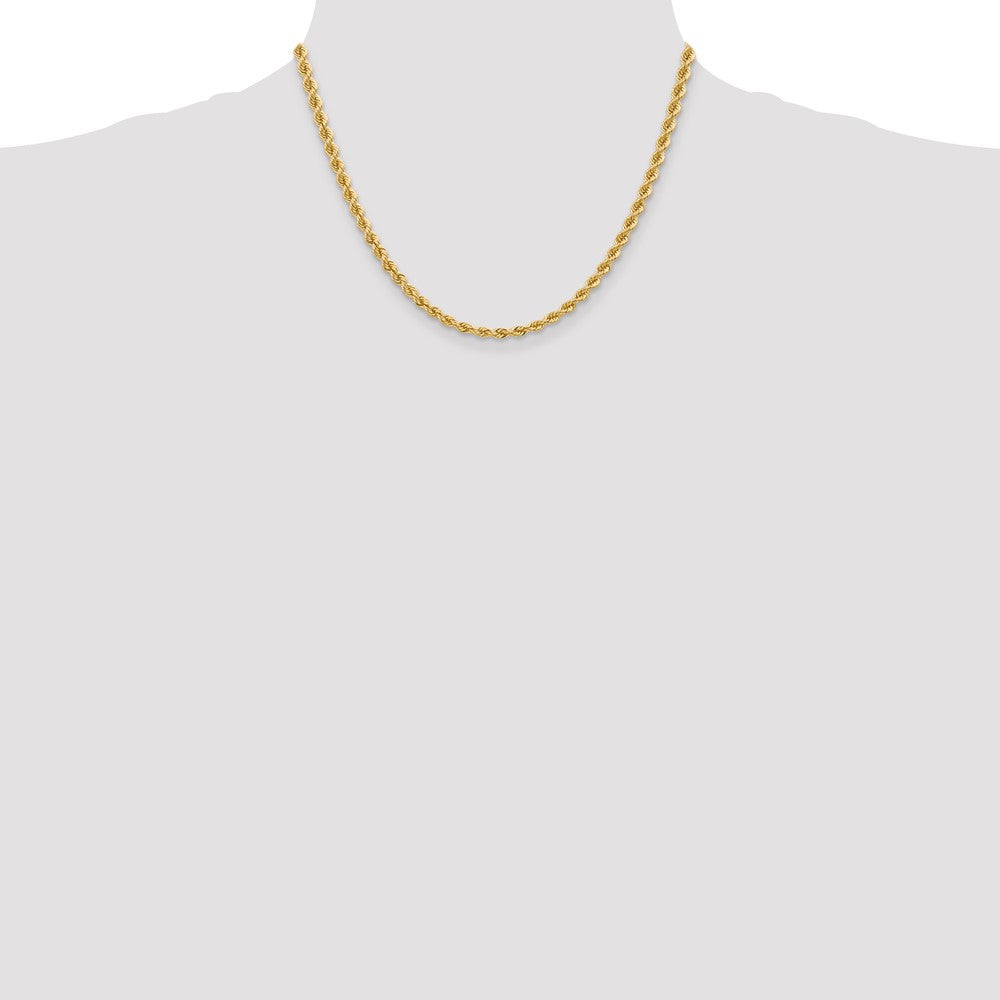 14K Gelbgold 4mm Normal Kordel mit Karabinerverschluss Halskette