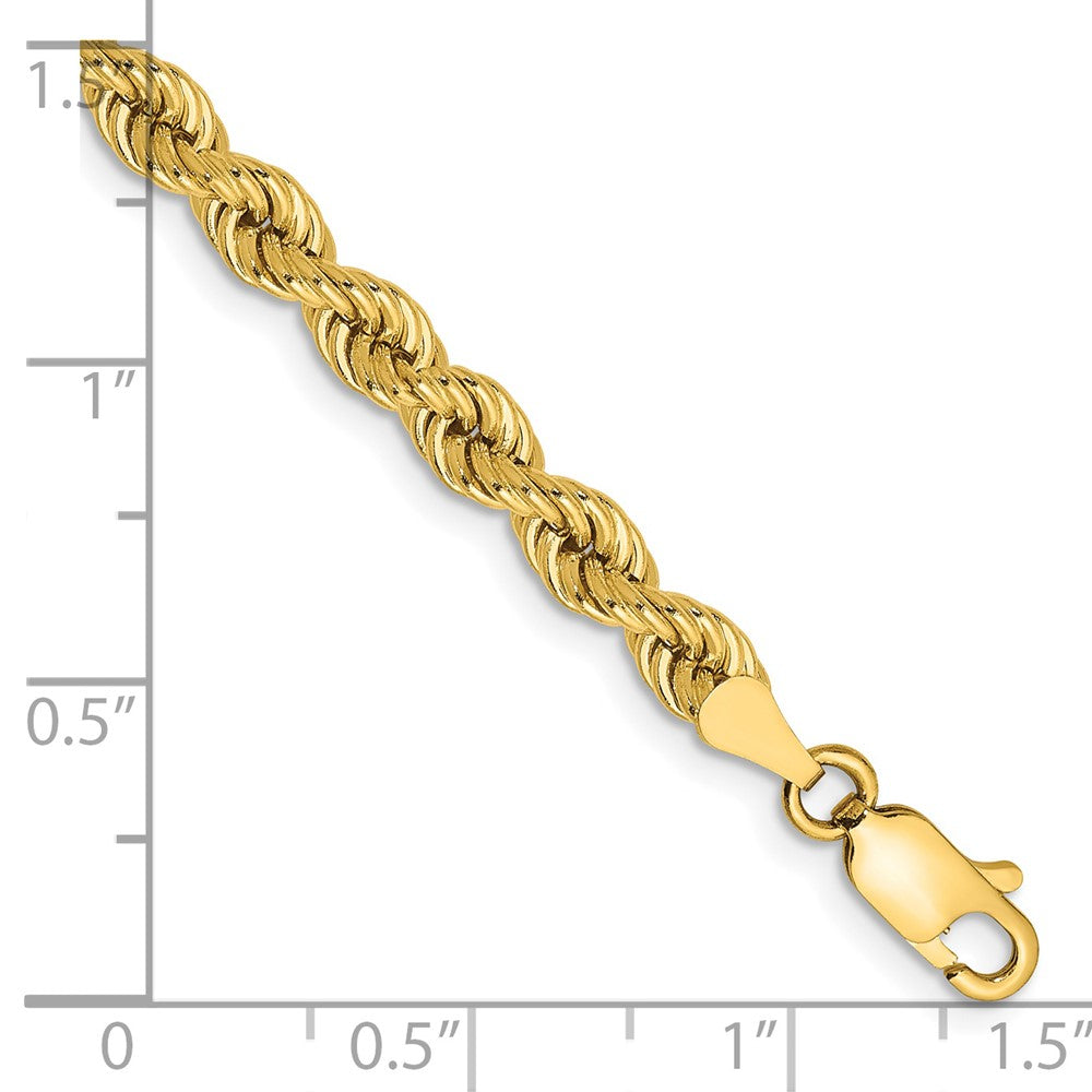 14K Gelbgold 4mm Normal Kordel mit Karabinerverschluss Gliederarmband