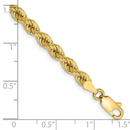 14K Gelbgold 4mm Normal Kordel mit Karabinerverschluss Kette Fußkettchen