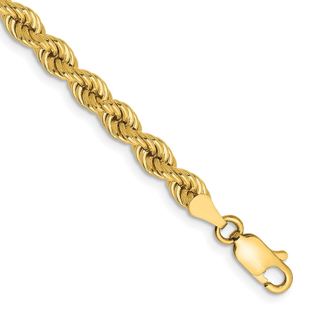 14K Gelbgold 4mm Normal Kordel mit Karabinerverschluss Kette Fußkettchen