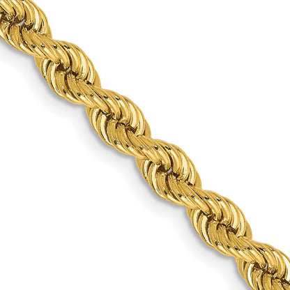 14K Gelbgold 4mm Normal Kordel mit Karabinerverschluss Halskette