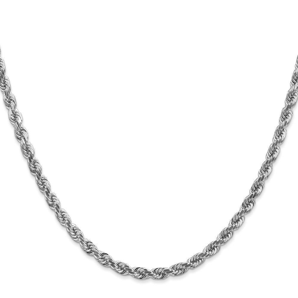 14K Weißgold 4mm Diamantiert Kordel mit Karabinerverschluss Halskette
