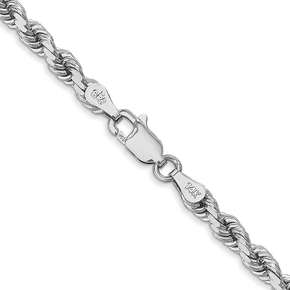 14K Weißgold 4mm Diamantiert Kordel mit Karabinerverschluss Halskette