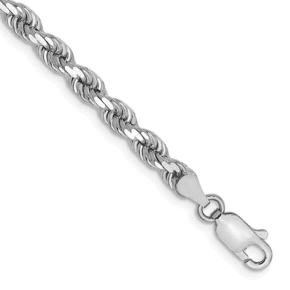 14K Weißgold 4mm Diamantiert Kordel mit Karabinerverschluss Gliederarmband