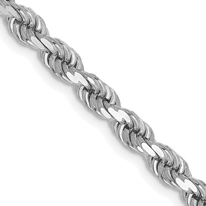 14K Weißgold 4mm Diamantiert Kordel mit Karabinerverschluss Halskette