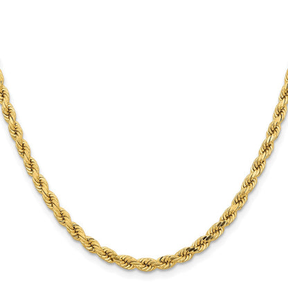 14K Gelbgold 4.25mm Diamantiert Kordel mit Karabinerverschluss Halskette