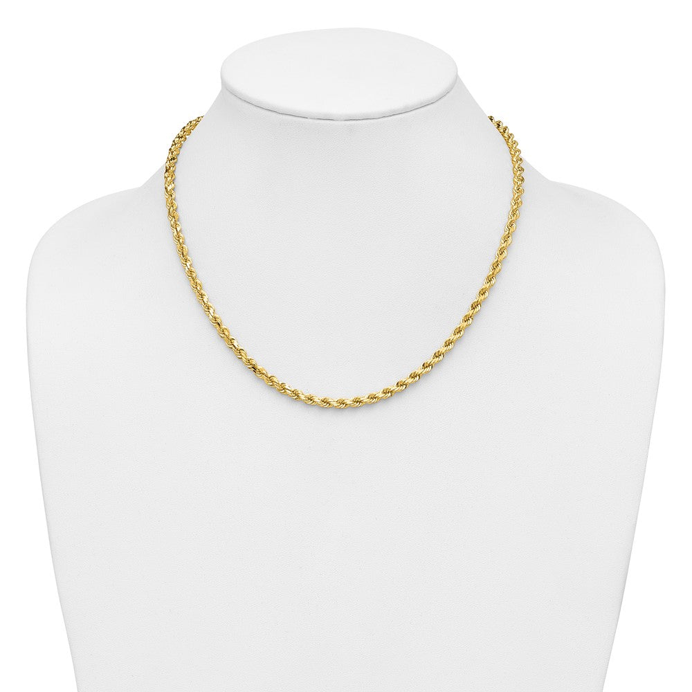 14K Gelbgold 4.25mm Diamantiert Kordel mit Karabinerverschluss Halskette