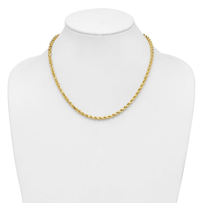 14K Gelbgold 4.25mm Diamantiert Kordel mit Karabinerverschluss Halskette