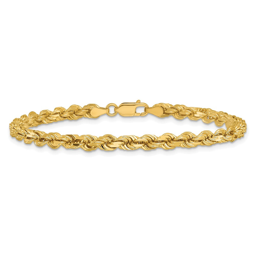 14K Gelbgold 4.25mm Diamantiert Kordel mit Karabinerverschluss Gliederarmband